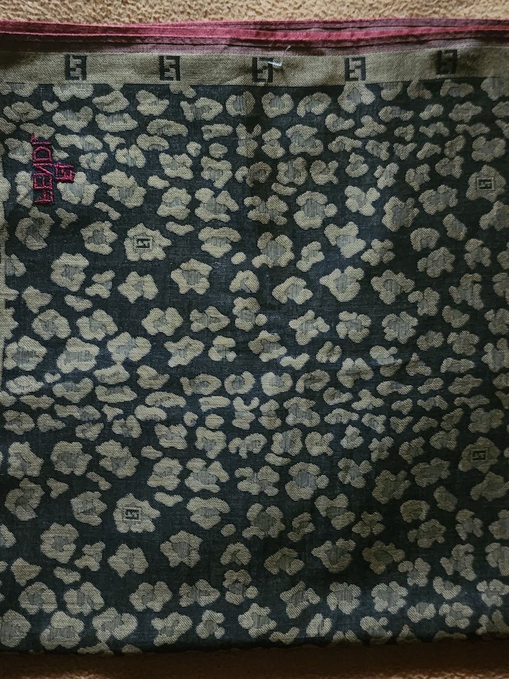 Fendi Brown And Red Cotton Scarf
